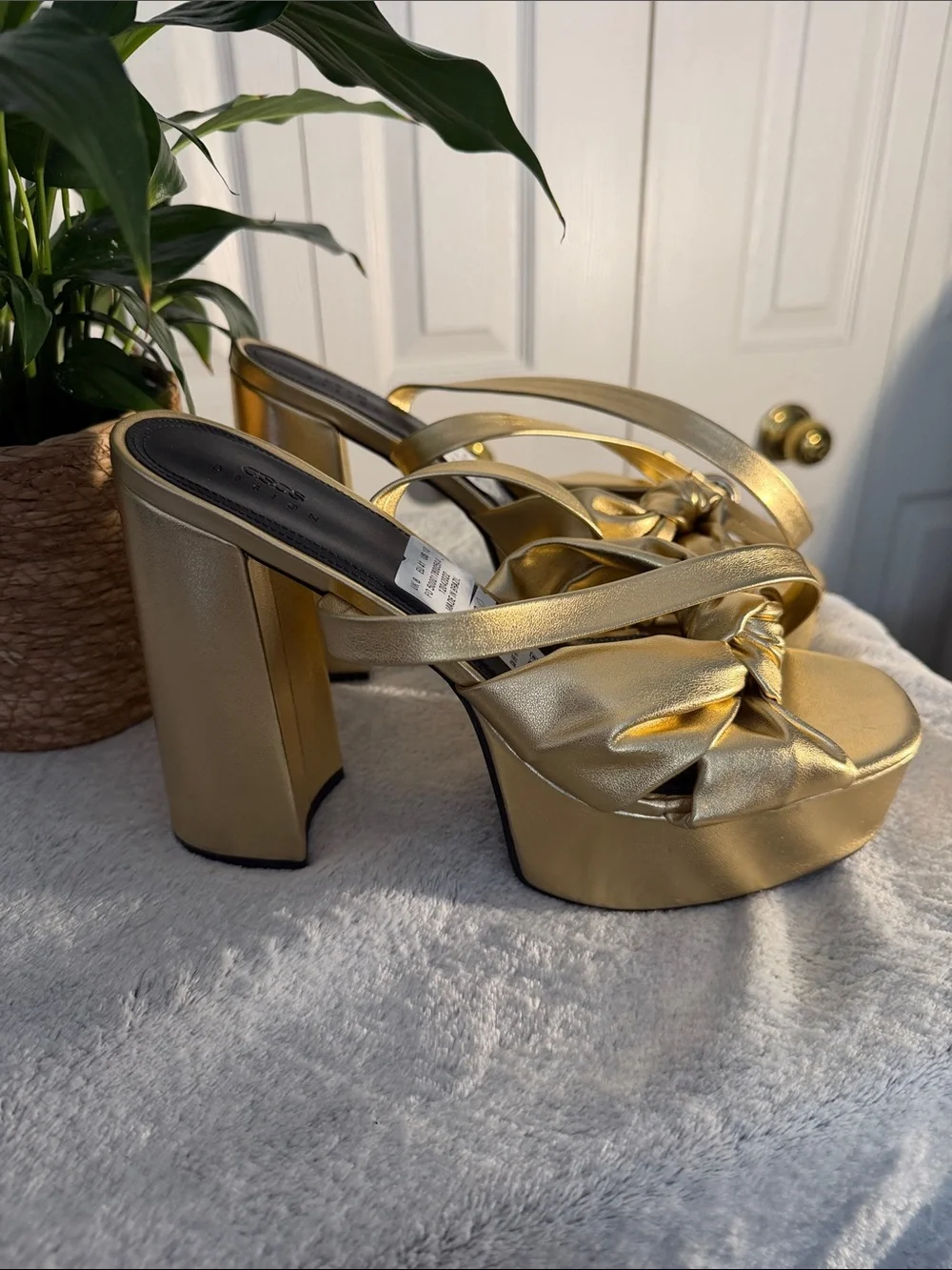 ASOS Metallic Gold Knot Platform Sandals